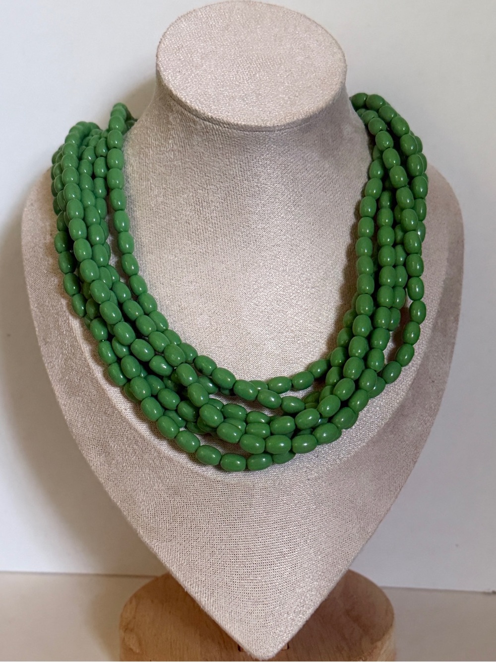 Talbots Green Multi-Strand Beaded Layered Statement Necklace